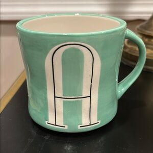 Anthropologie Light Green Monogrammed “A” Mug (New)